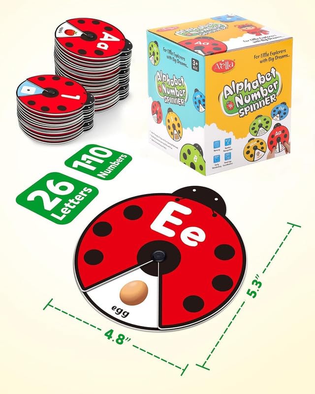 YODIFY Montessori Spinning Flash Cards for Kids (3β5 Years) | ABC Alphabet & 123 Number Learning Toy | Early Education Rotating Flash Card Game | Preschool Educational Gift 3