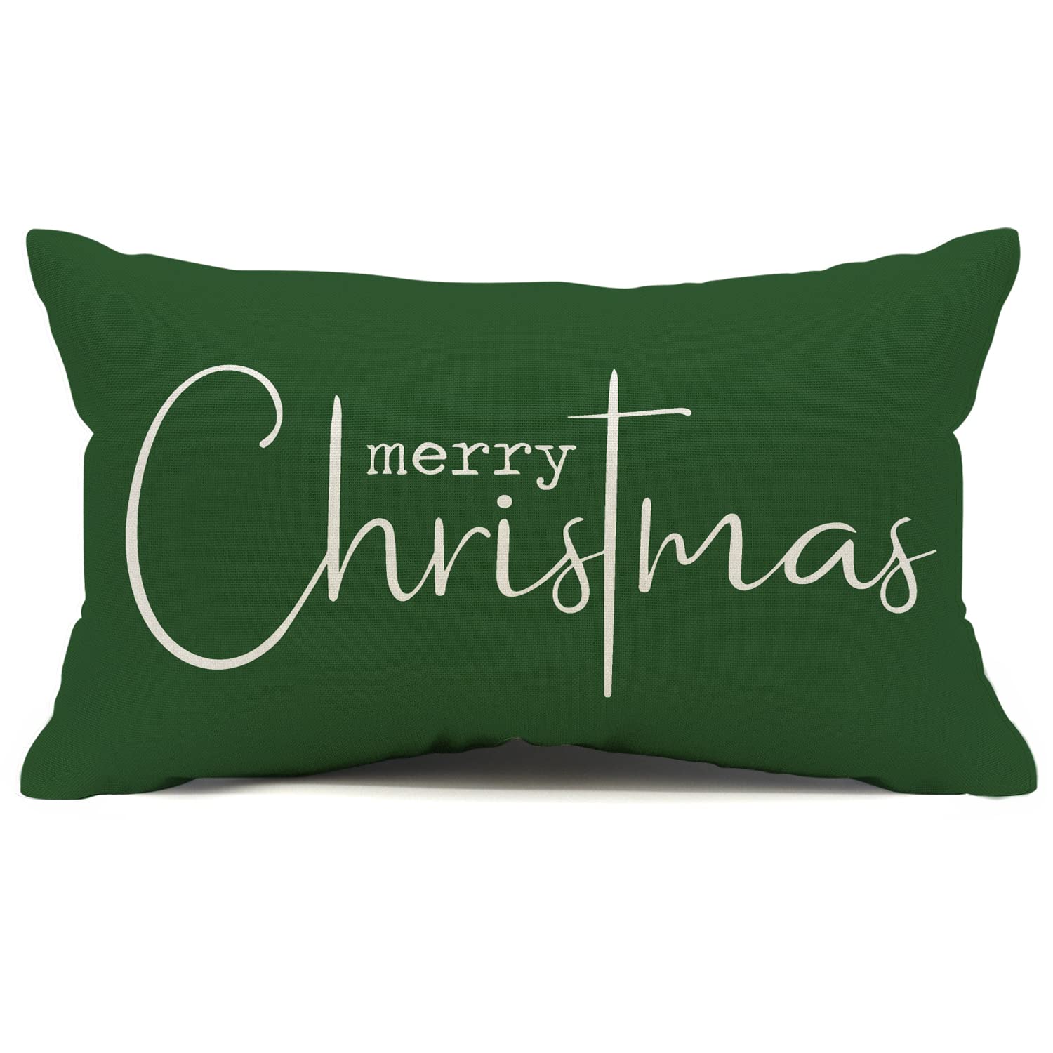 Christmas Pillow Covers Merry Christmas Throw Pillow Decorative Beige Cotton Cloth Linen Cloth Pillow Cover Sofa Cover Decorative Rectangle Length 12X20 inches
