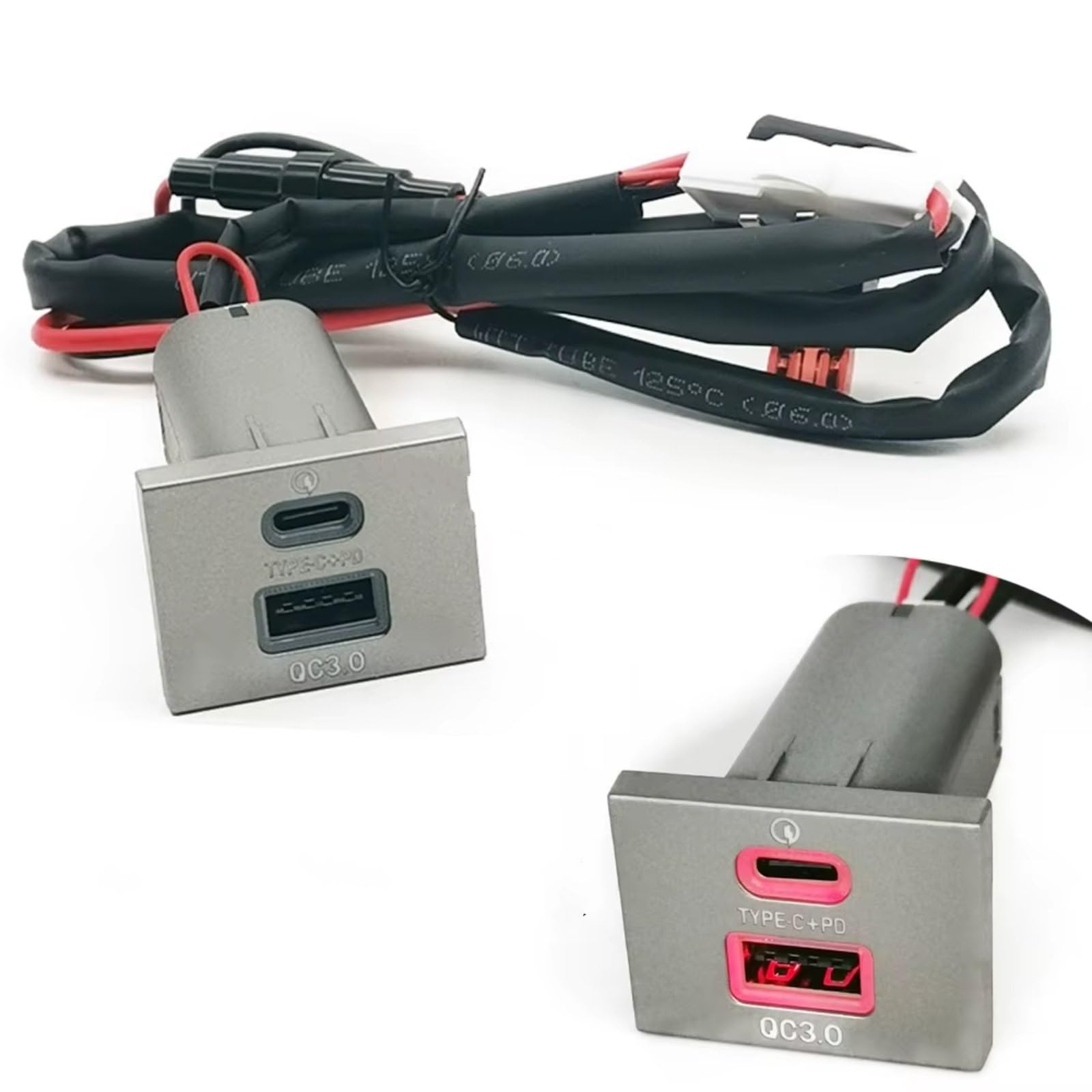 Enchufe USB De Consola Compatible Con Ford Para Focus 2 Para Mk2 2009-2011 12V 24V Coche QC3.0 Para Tipo C PD Salida Doble Enchufe Cargador Puerto USB