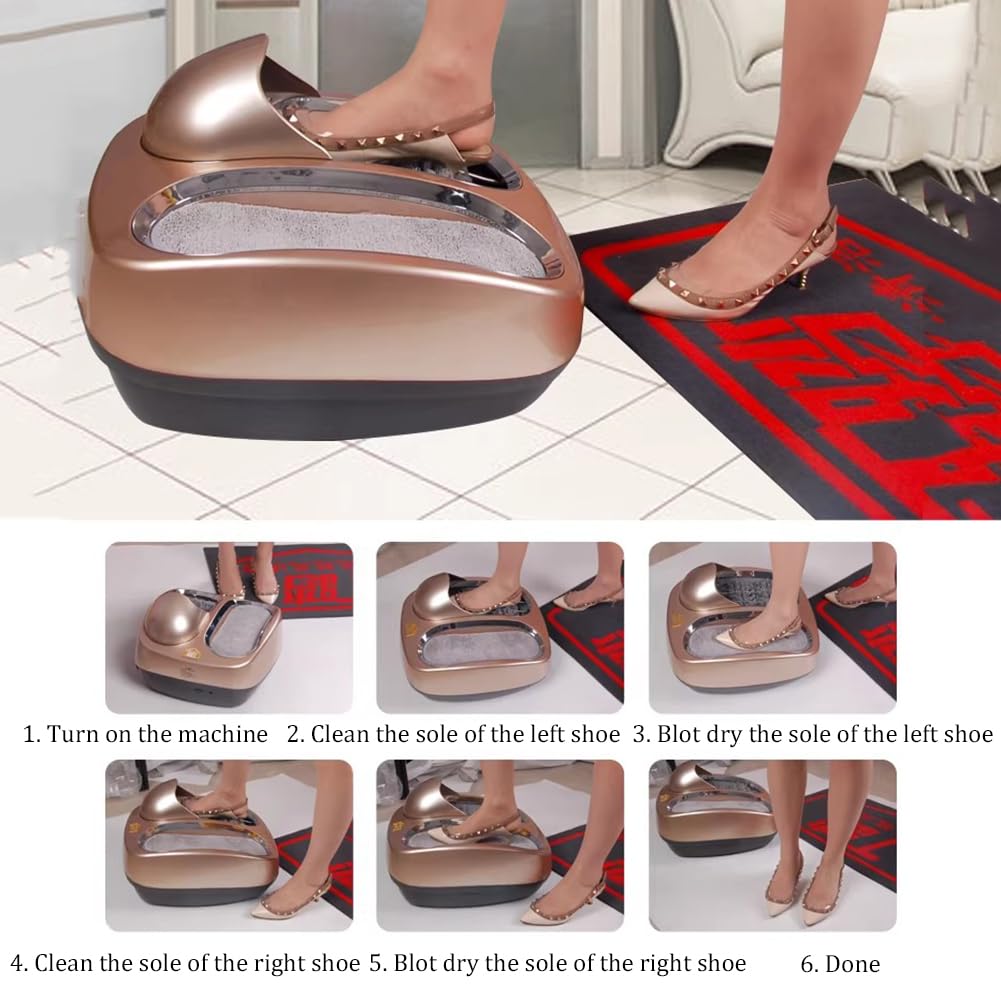 Máquina Inteligente para Limpiar Suelas De Zapatos, Equipo Eléctrico para Limpiar Calzado, Máquina Automática para Pulir Zapatos con Sensor,Champagne