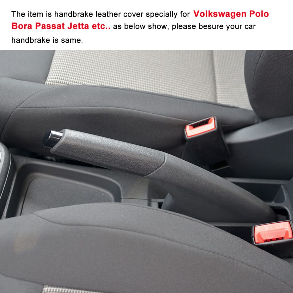 Handbremsengriffe Auto-Handbrems-Abdeckungshülle, passend for Volkswagen, passend for VW, Auto, echtes Leder, Handbremsgriff-Abdeckung Handbremse Abdeckung(Black Thread)