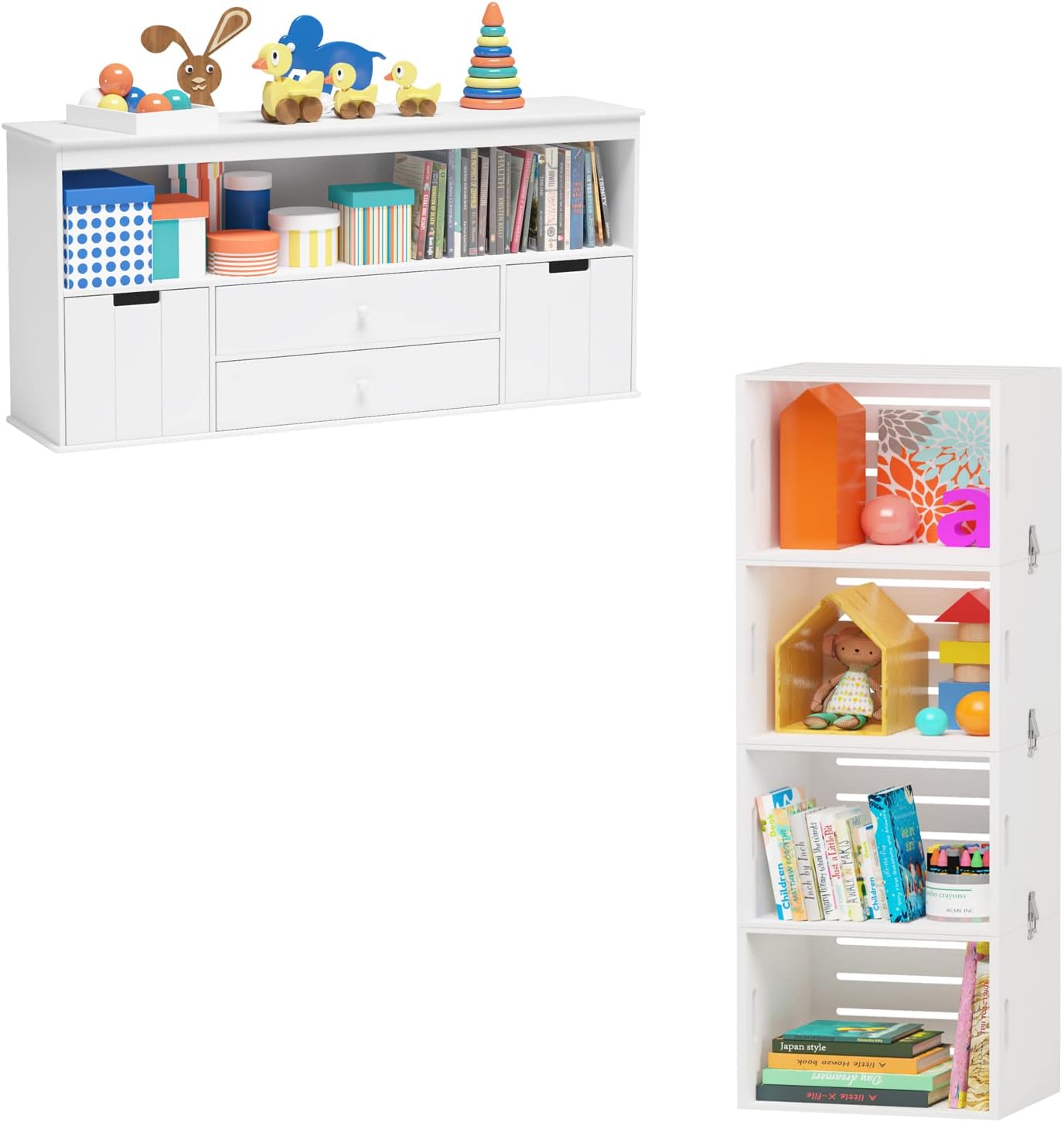 Timy Toy Storage Organizer, Wooden Toy Box Organizer Bins