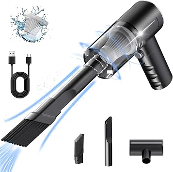 BLOWEST Handheld Car Vacuum Cleaner, 120W High Power Mini Handheld Vacuum, Rechargeable Portable Vacuum Cleaner with 2 in 1 Suction Nozzle for Home, Office and Car Cleaning (Black)
