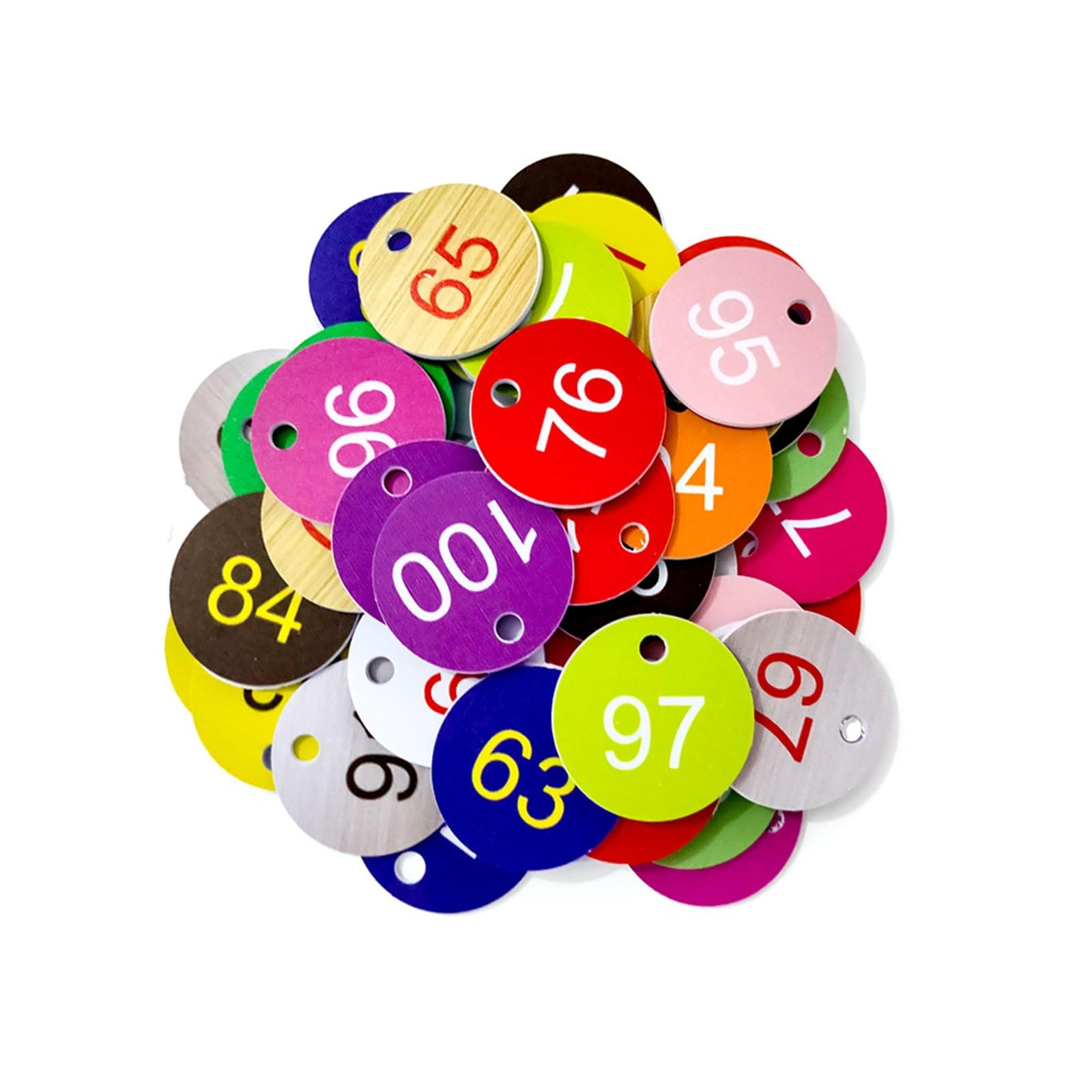 Beehive Identification Tags Numbered Punched Number Engraved Round Plastic with Holes(Colorful 51-100)