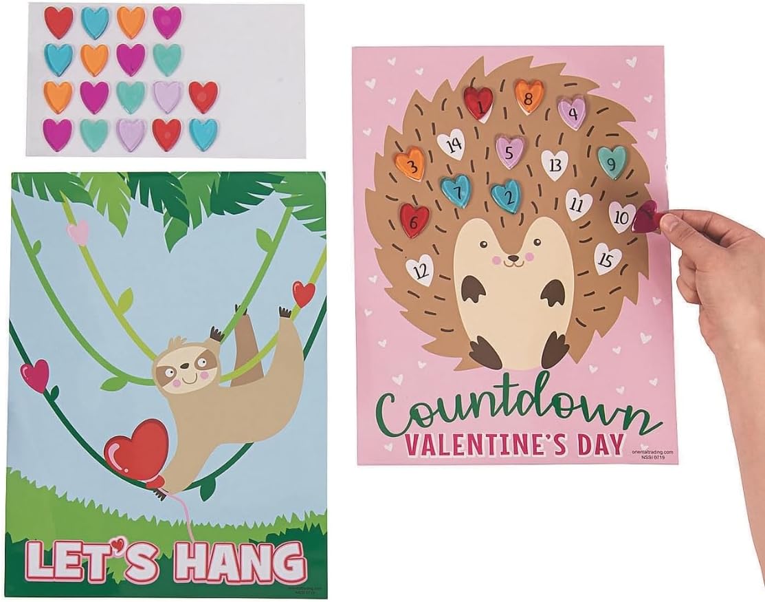 Fun Express Valentine’s Day Countdown Cling Calendar Set - Fun & Festive Stationery for Kids - Reusable Stickers Exciting Countdown Valentine’s Day - Classrooms Parties & Family Activities - 18 Pieces