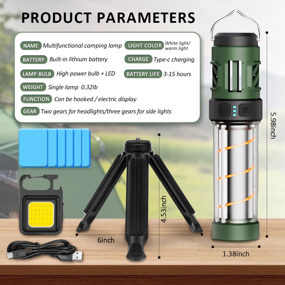 LED Outdoor Multifunktionale tragbare Campingleuchte mit großer Kapazität Beleuchtung, Taschenlampe, Zelt Camping Licht, ausgestattet mit Schlüsselbund Campinglicht