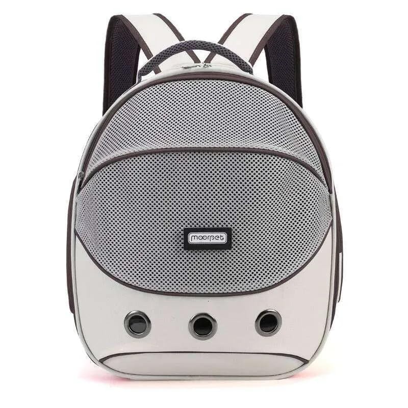Image of Cawypety Cat Backpack Carrier, Breathable Cat Carrier Pet Backpack for Kitty Small Dog Up to 15Lbs, Transparent & Foldable Pet Carrier for Travel Hiking (White, Brown)