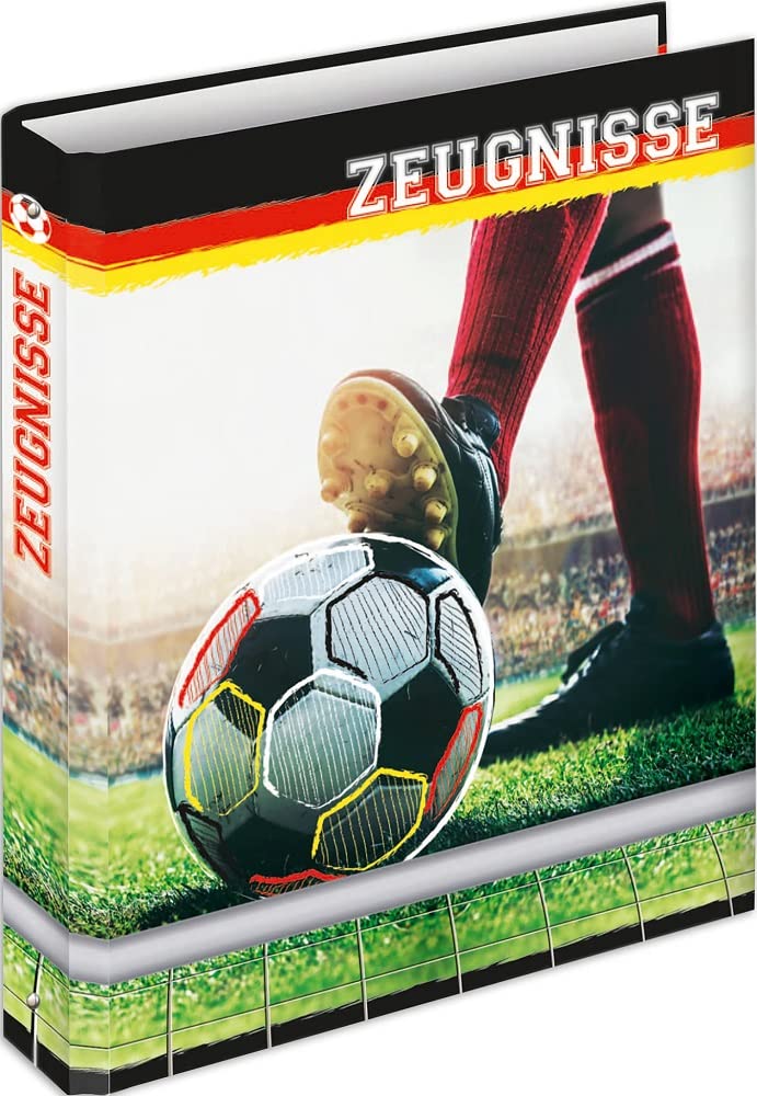Carpeta Para Testimonios DIN A4 Con 4 Anillas - Diseño Fiebre Del Fútbol, Tamaño 250x315mm, Ideal Para Estudiantes Y Regalo Escolar
