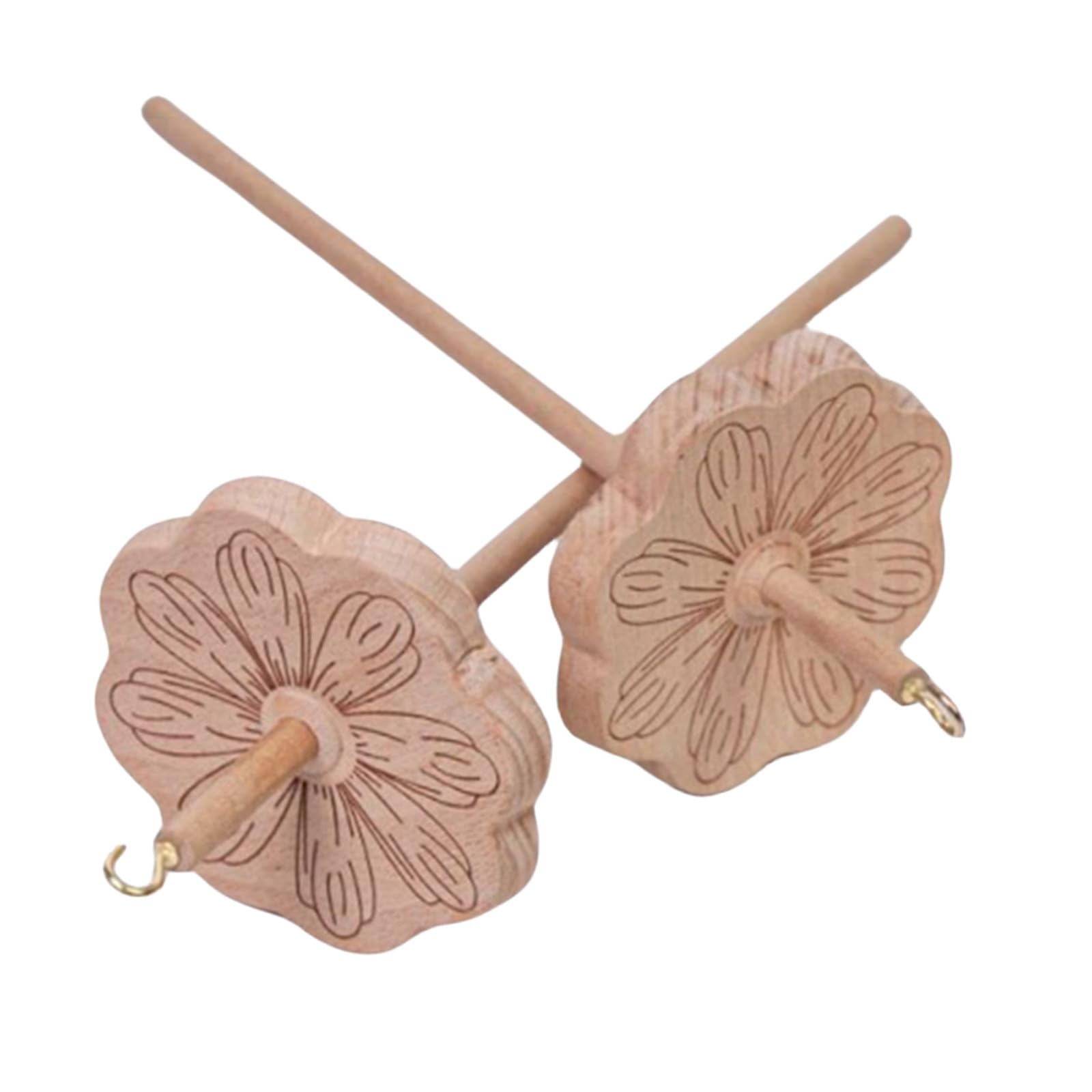 YROHGKPN 2Pcs Wood Spindle Top Whorl Yarn Spinner Crocheting Spinner Wheel for Wool Yarn Making Wood Spindle