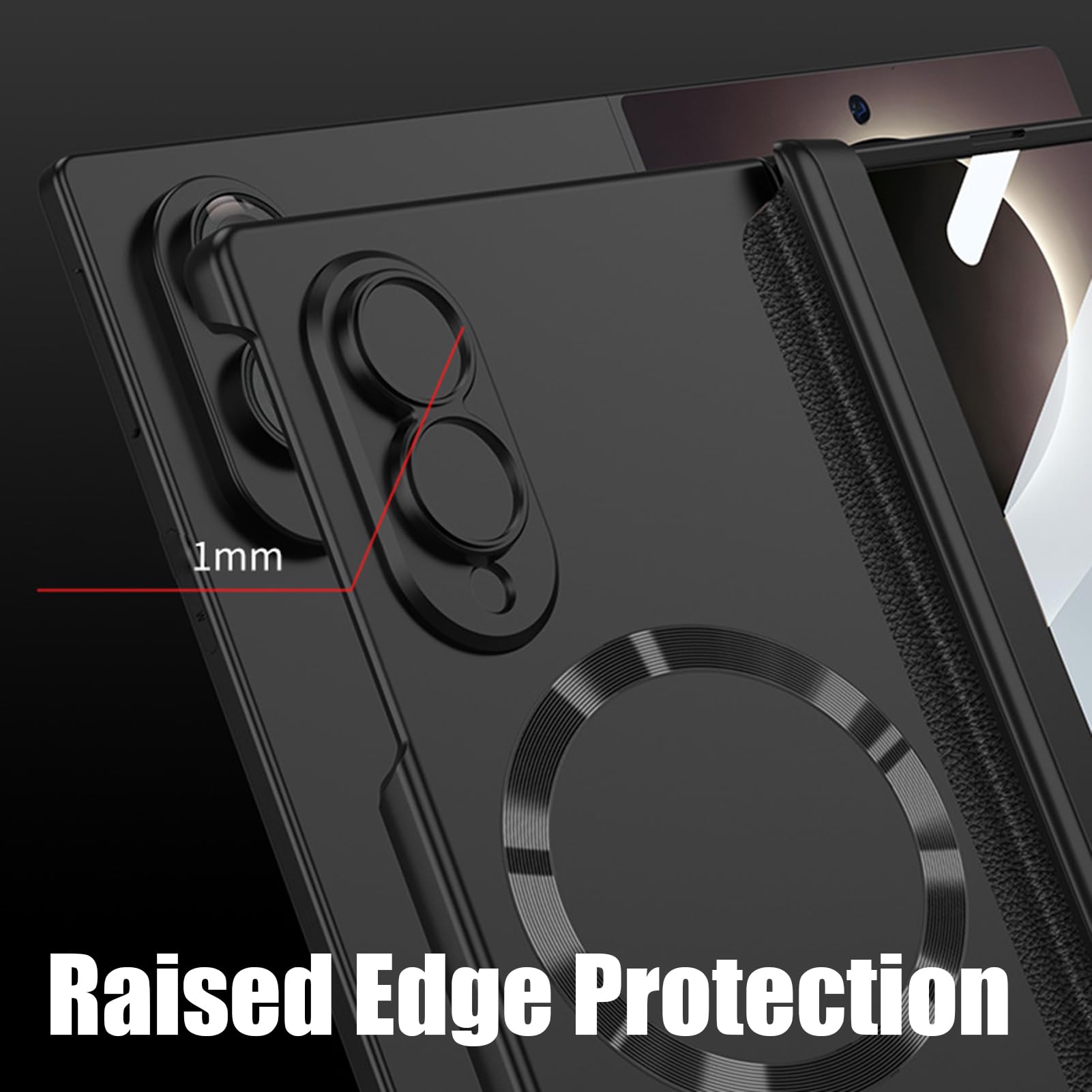 Magnetyczne etui do Samsung Galaxy Z Fold 8, duże kółko ze stopu bezprzewodowego ładowania osłona ekranu osłona zawiasów, srebrna