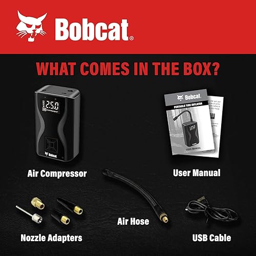 Miniatura 8 de Bobcat - Inflador de neumáticos, compresor de aire portátil de 4000 mAh - 150 PSI - Bomba de aire inalámbrica de inflado rápido 3X para neumáticos