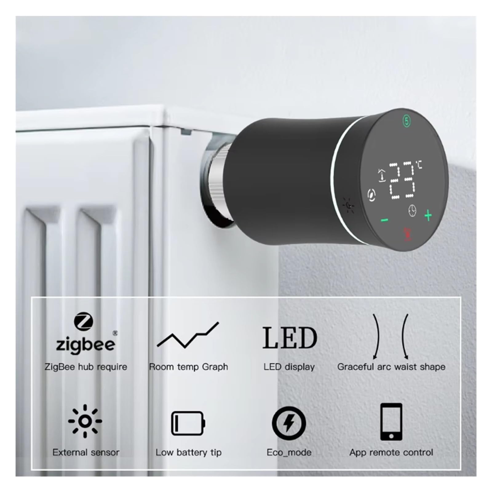 ZigBee3.0 TRV Tuya Zawór Siłownika Grzejnika Inteligentny Programowalny Termostat Temperatura Sterowanie Ogrzewaniem Głos Informacja O ZgodnośCi(Black)