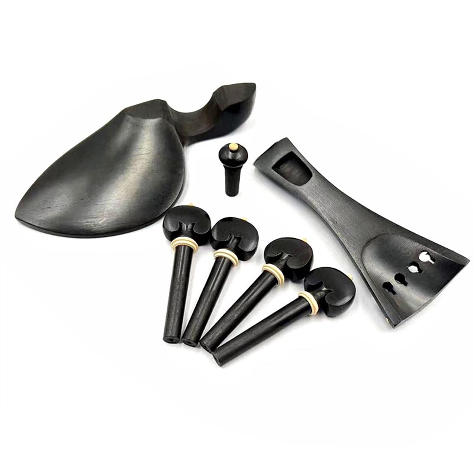 Skrzypiec Akcesoria Ebony 4/4 Zestaw Części Do Skrzypiec Skrzypce Tailpiece Kołki Stroikowe Kołki Podbródek Z Dekoracją Z Bukszpanu (Color : 01)