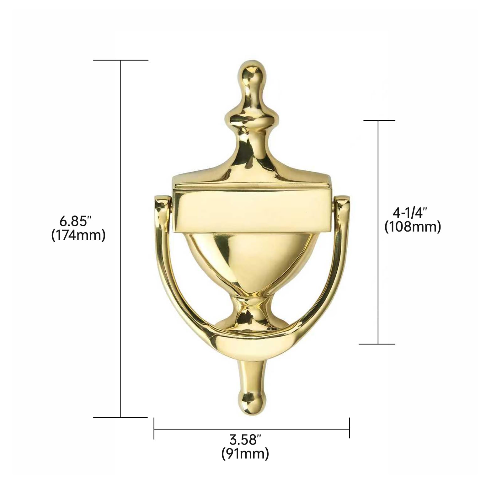 Polished Gold Door Knocker, Solid Brass — KHTUMEWARE