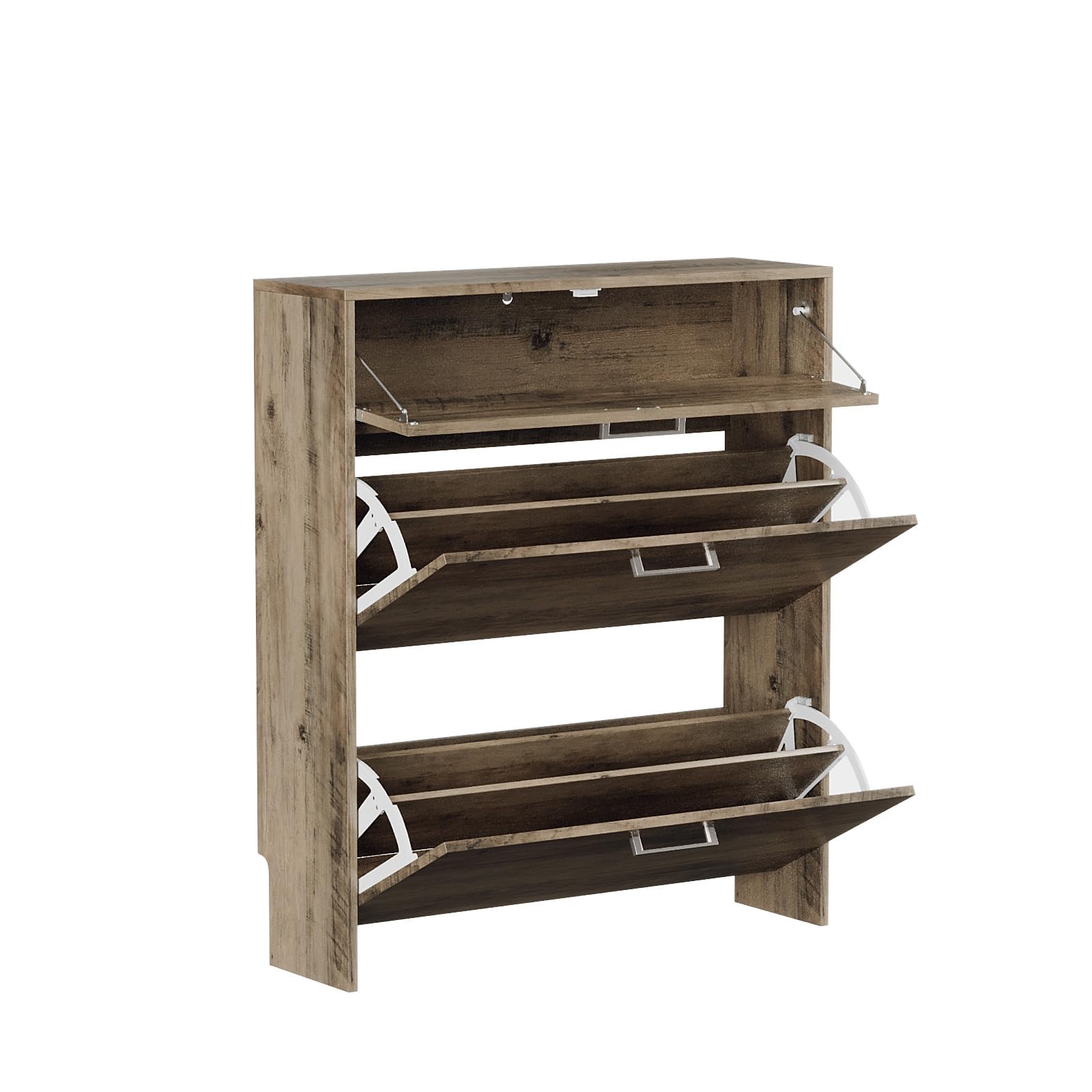 Bonnlo Meuble à Chaussures 2 Portes & 1 Tiroir, Meuble Rangement Chaussures pour 12-16 Paires, Armoire à Chaussures, 80 x 24 x 94 cm, pour Entrée & Couloir (Gris lavé)