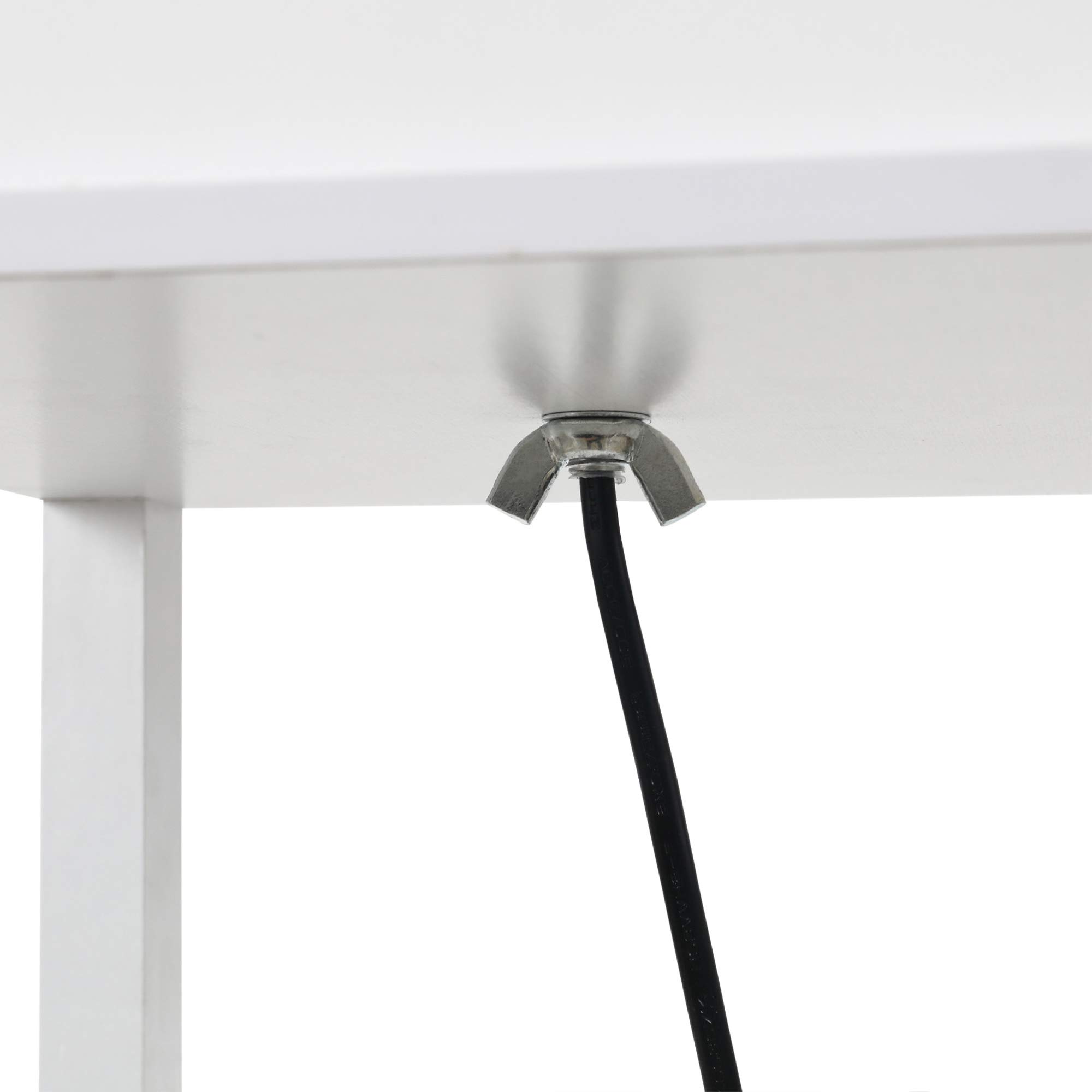 HOMCOM Lámpara de Pie con Estantes de Almacenaje, Lámpara de Madera Moderna, Bombilla E27, para Salón, Dormitorio, Oficina, Blanco