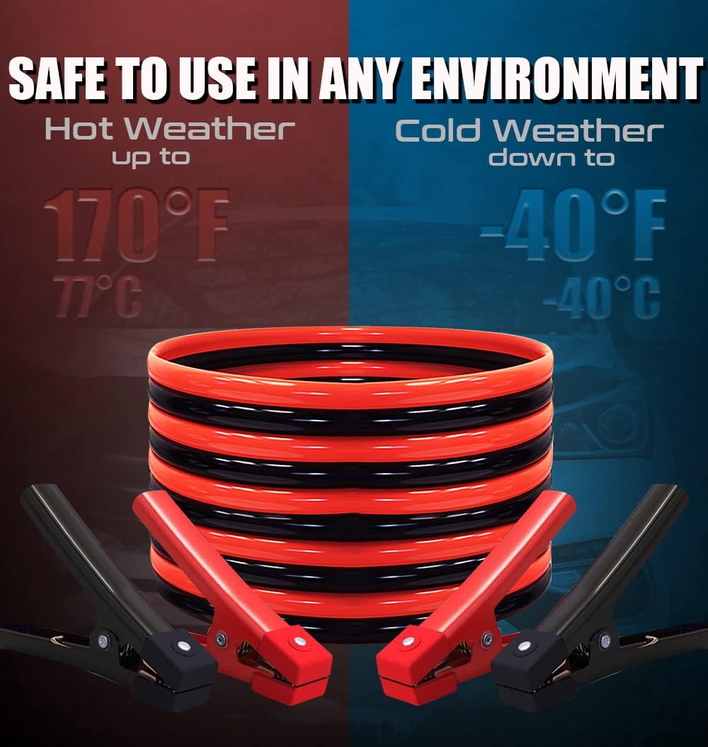 Heavy Duty Jumper Cables 1 Gauge x 25Ft. 900A Booster Cables STRONGEST and LONGEST cables with 100% Copper Jaws by AUTOGEN