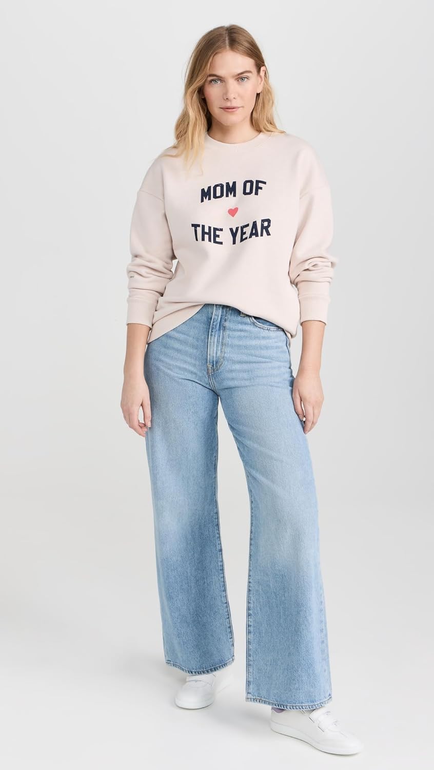 Favorite Daughter Womens Mom of The Year Sweatshirt, Off-White,