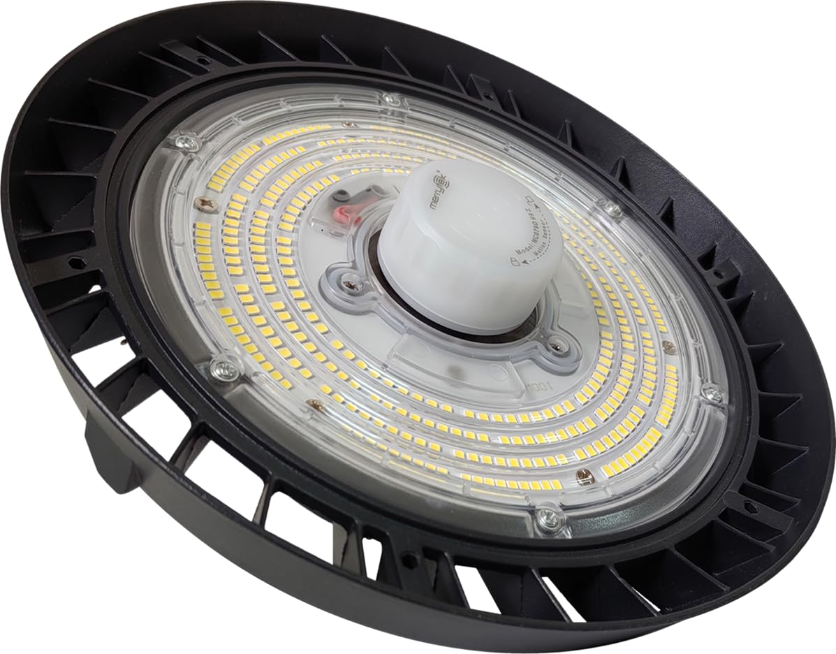 Berger & Schröter reflektor LED UFO High Bay Light reflektor halowy 150 W, klasa efektywności energetycznej D, 18000 lumenów, białe światło 6000 K, IP66, z czujnikiem ruchu
