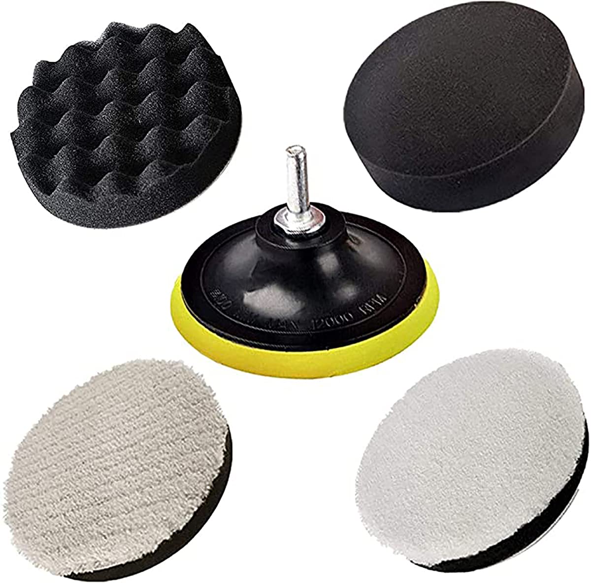Polishing Pads, Polishing Sponge Pad Car Polishers Wool Buffers Polishing Pads, KASTWAVE Professional Car Polishers Set Kit with M14 Drill Adapter-125mm 5inch