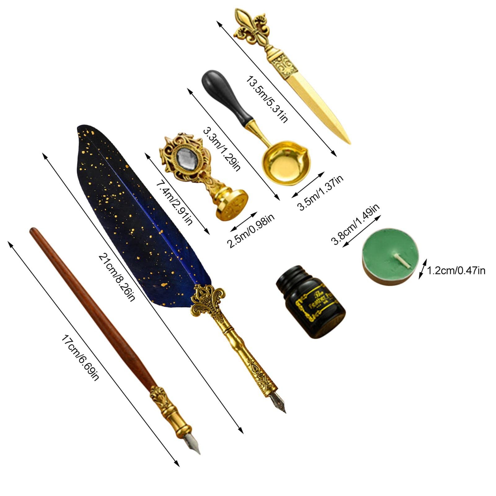 Pennkiel Set Scrittura Vintage Con Penna A Piuma, Inchiostro, Timbro Cera E Quaderno, Viola - 5