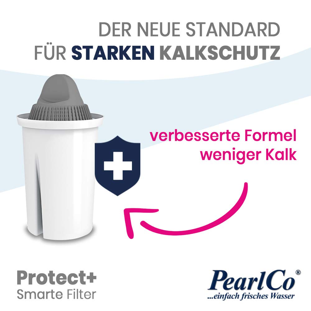 PearlCo - Szklany filtr do wody (antracyt) z 6 wkładami filtrującymi do twardej wody) + 1 butelka na napoje ze szkła