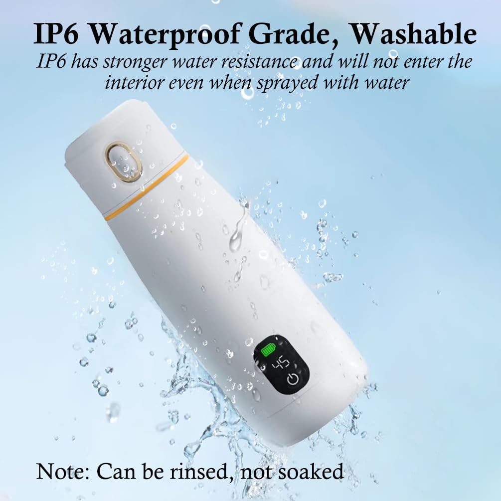 Portable Chauffe Biberon usb rechargeable Chauffe-Lait 350Ml Chauffe-Eau Pour Eau, Lait, Lait Maternel Tempérture Réglable 37°C a 55°C, Couvercle thermostatique pour la voiture, l'extérieur
