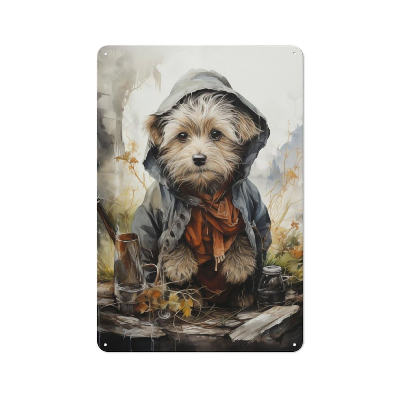 Junmoney Wizard Dog Retro Tin Wall Plaque 30X20cm For Studio Or Craft Room, Winter Wall Decor For Creative-Space Collectors