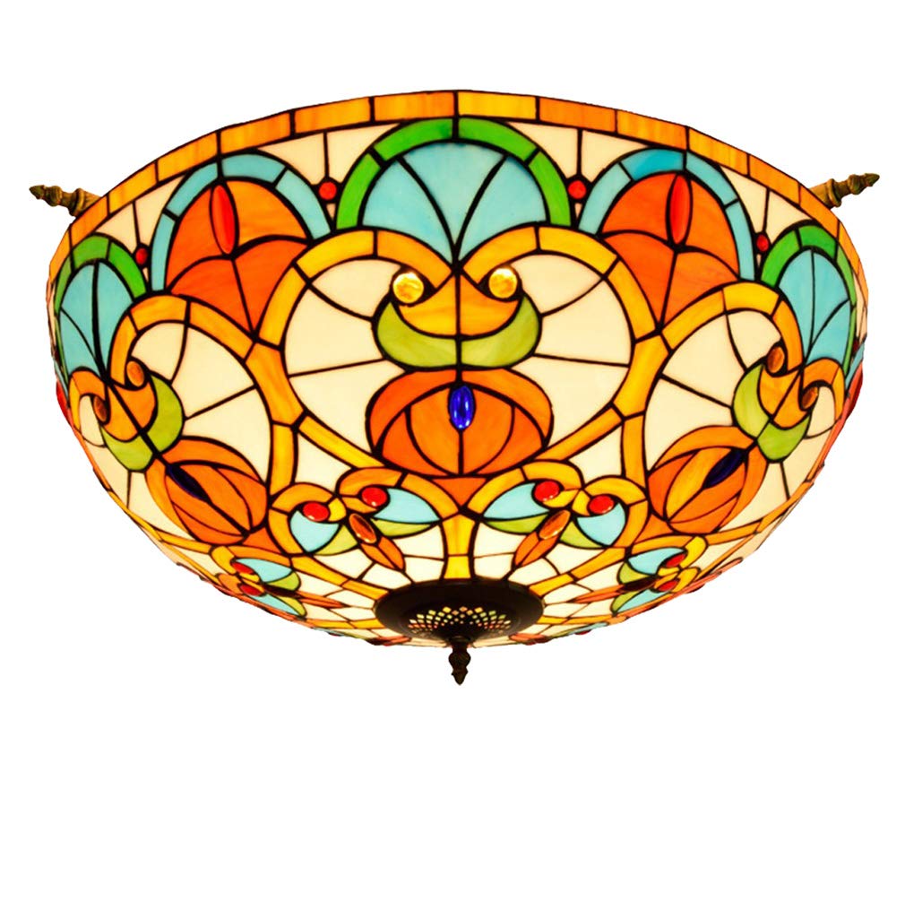 YNIYUJKL 65Cm Semi-Ceiling Light Tiffany-Style Stained Glass Ceiling Lamp Simple And Creative Ceiling Light Decor Light Restaurant Bedroom Ceiling Light