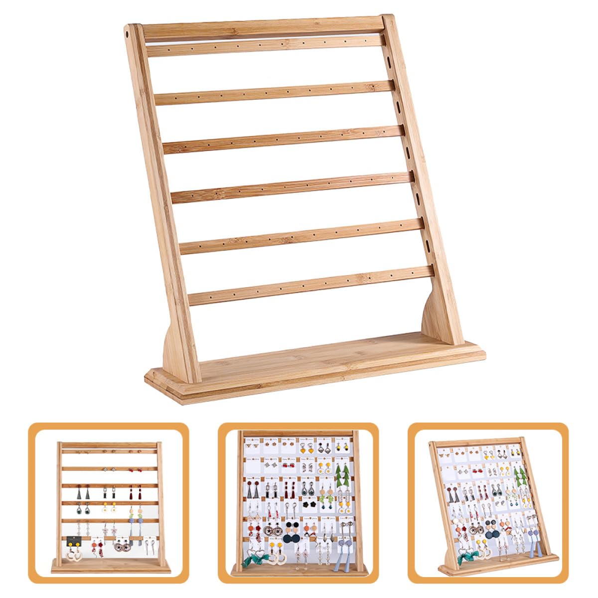 Expositor de Pendientes de Bambú, Soporte de Joyería Creativo