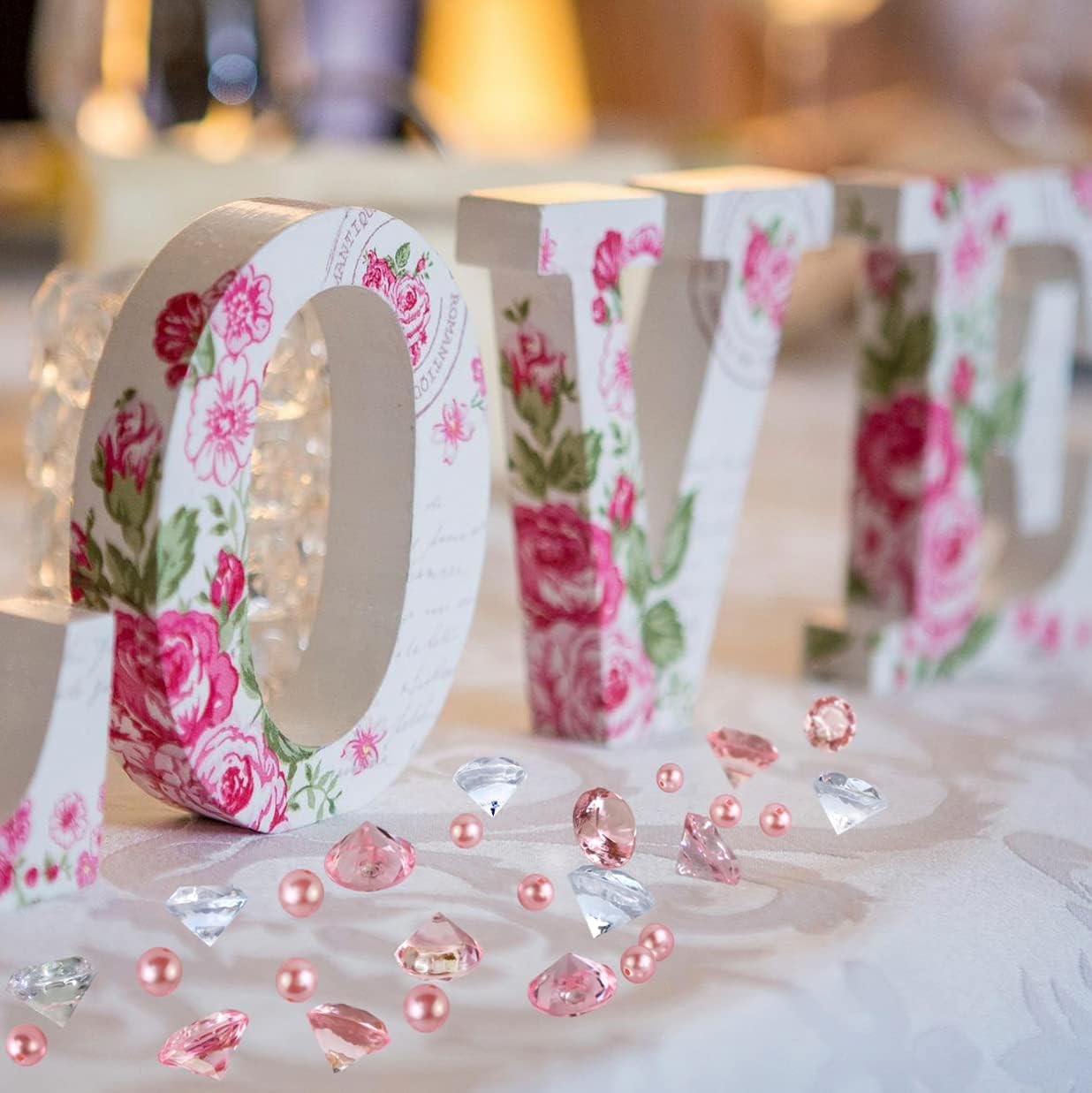 HappyFiller 250 PCS Pink Acrylic Crystals Gems 20 mm Fake Diamonds Valentine Day,Party Favors Confetti Wedding Reception Decorations Table Scatter Poppers,Arts Crafts,Vase Fillers - Image 6