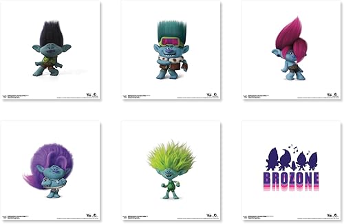 Trends International Gallery Pops Trolls Band Together - Paquete de arte de pared Brozone (paquete de 6)