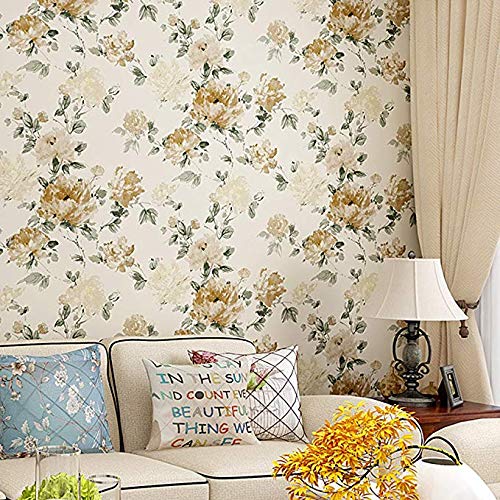 Papier Peint PVC rétro à Grandes Fleurs pour un Salon Élégant