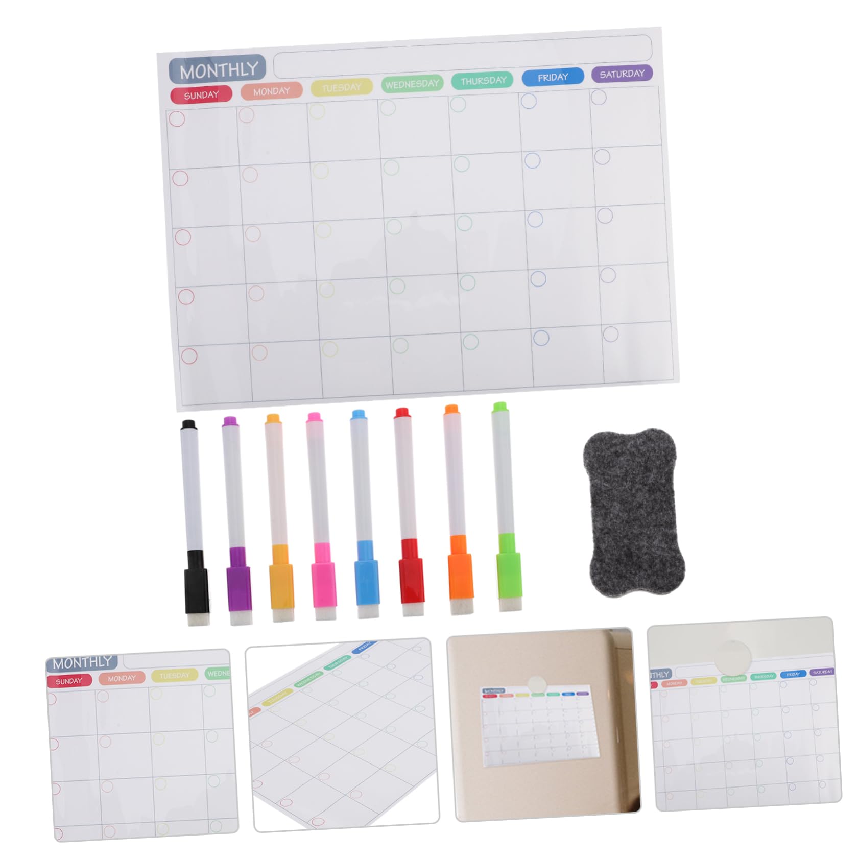 STOBOK 3sätze Magnetischer Abwischbarer Kühlschrankkalender Monats Und Wochenplaner Mit Magnetischer Rückseite Für Organisation Fitness Und Essensplanung