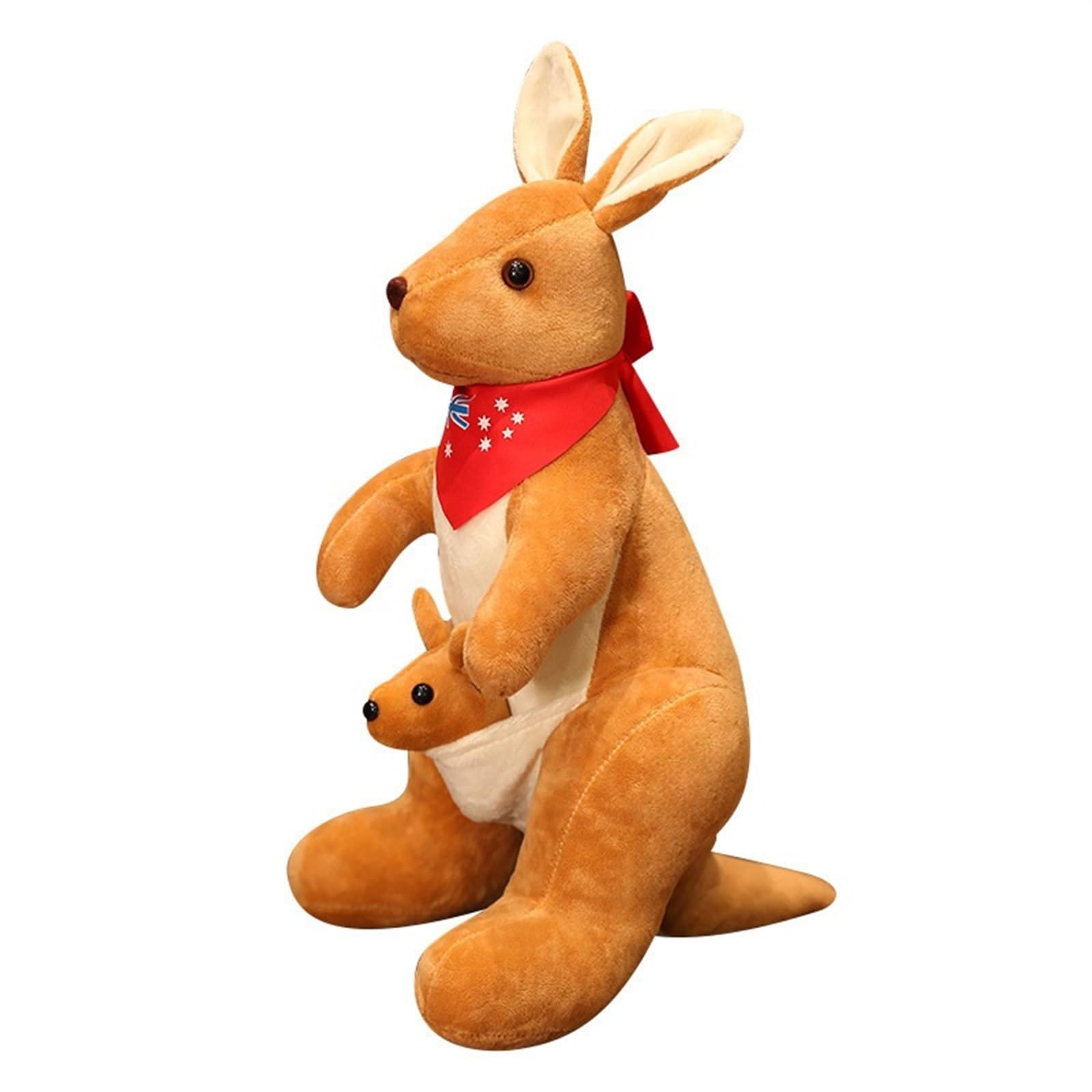 KUKUShining Cuddly Kangaroo with Baby Plush, Soft Stuffed Animal for Kids, Ideal for Toddlers, Children's Play Areas, Nursery Decor(Lightbrown,32cm/12.5in)