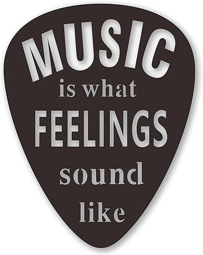 Rajukit Arte de pared de metal con púa de guitarra, decoración de pared con música es lo que suenan los sentimientos, decoración de guitarra de