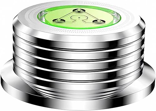 Estabilizador de disco fono LP de peso récord, nivel de placa giratoria plateada de 60 Hz, HiFi de 9.9 onzas, escala de velocidad estroboscópica 3