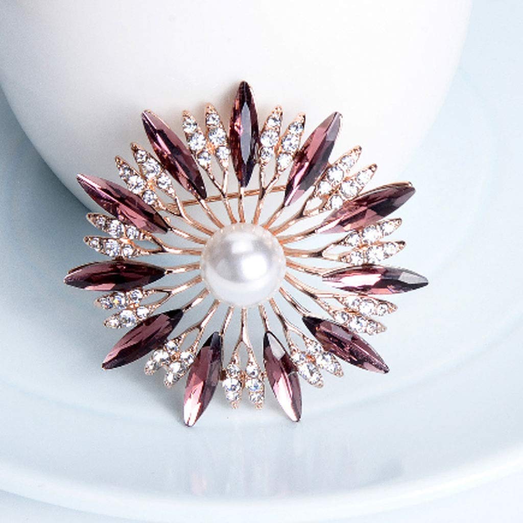 Broche Broche de Flor de Diamante, Broche de Diamantes de imitación de Cristal, joyería Vestido Bufanda Chal Clip