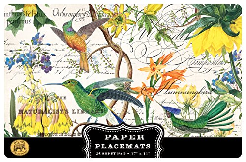 Michel Design Works Paper Placemats, 25-Count, Hummingbird