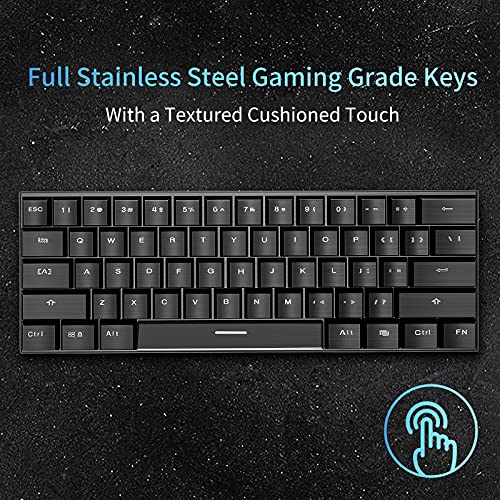 Image of Metal Keycaps Mechanical Gaming Keyboard with Blue Switches, Support USB Bluetooth Connection, 15 RGB LED Backlit, for Windows Mac PC(Black)
