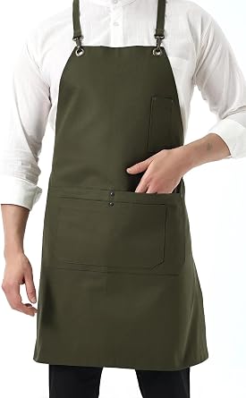 Barista Askılı Önlük Çift Cepli - Yeşil