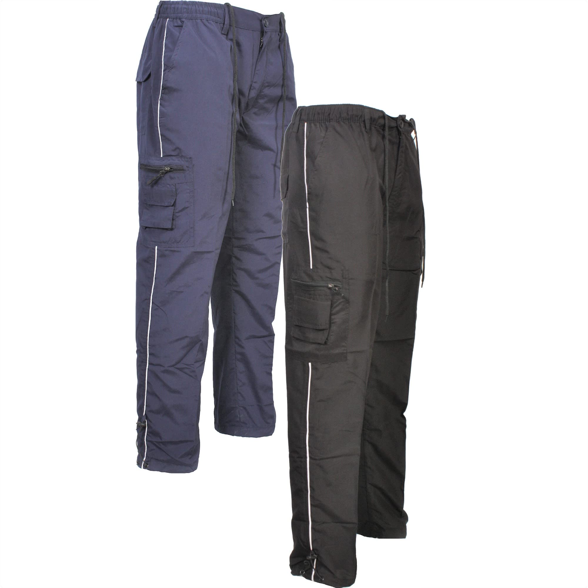 Mens Elasticated Cargo Combat Utility Lightweight Stripe Trousers Bottoms Pants