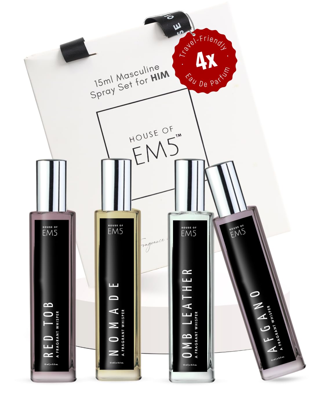 EM5 Combo Pack of 4 - Premium Masculine Collection for HIM | Eau De Parfum Spray | Gift Set for Men | Compact & Travel Friendly | 15 ml Each