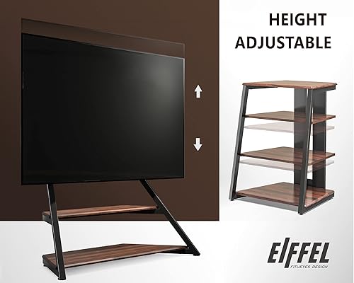 Miniatura 5 de FITUEYES Soporte esquinero de TV de diseño para TV de 75 a 100 pulgadas con gabinete multimedia AV de 4 niveles, soporte de TV de piso con estantes