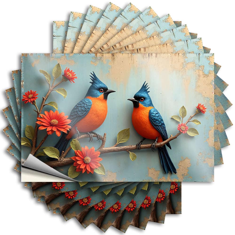 Quote Beer Decor | Cozy Cover Two Colorful Birds Perched On Branches with Vibrant Flowers. for Diatomaceous(6X9CM)