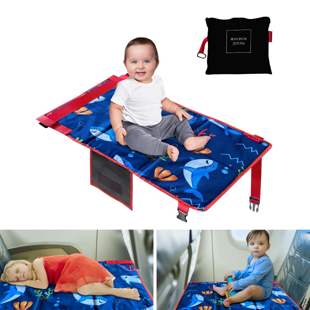 RUIMIX Toddler Airplane Bed – Kids Airplane Seat Extender & Travel Bed | Flyaway Kids Bed Alternative | Portable Airplane Hammock for Toddlers (Blue