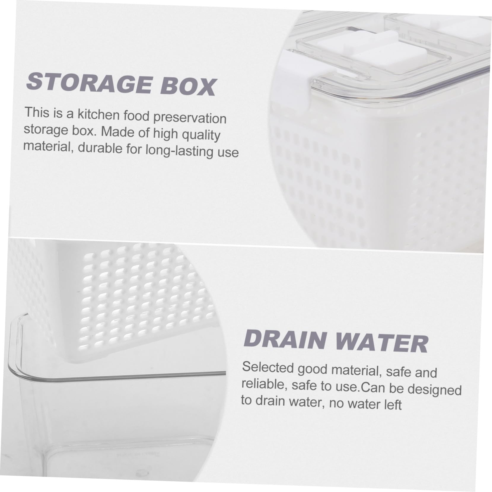 iplusmile 3 piezas Conjunto Cajas Herméticas para Frigorífico Diseño con Drenaje para Frutas y Verduras Organizador Fácil de Limpiar para Cocina Almacenamiento Sellado para Alimentos Color