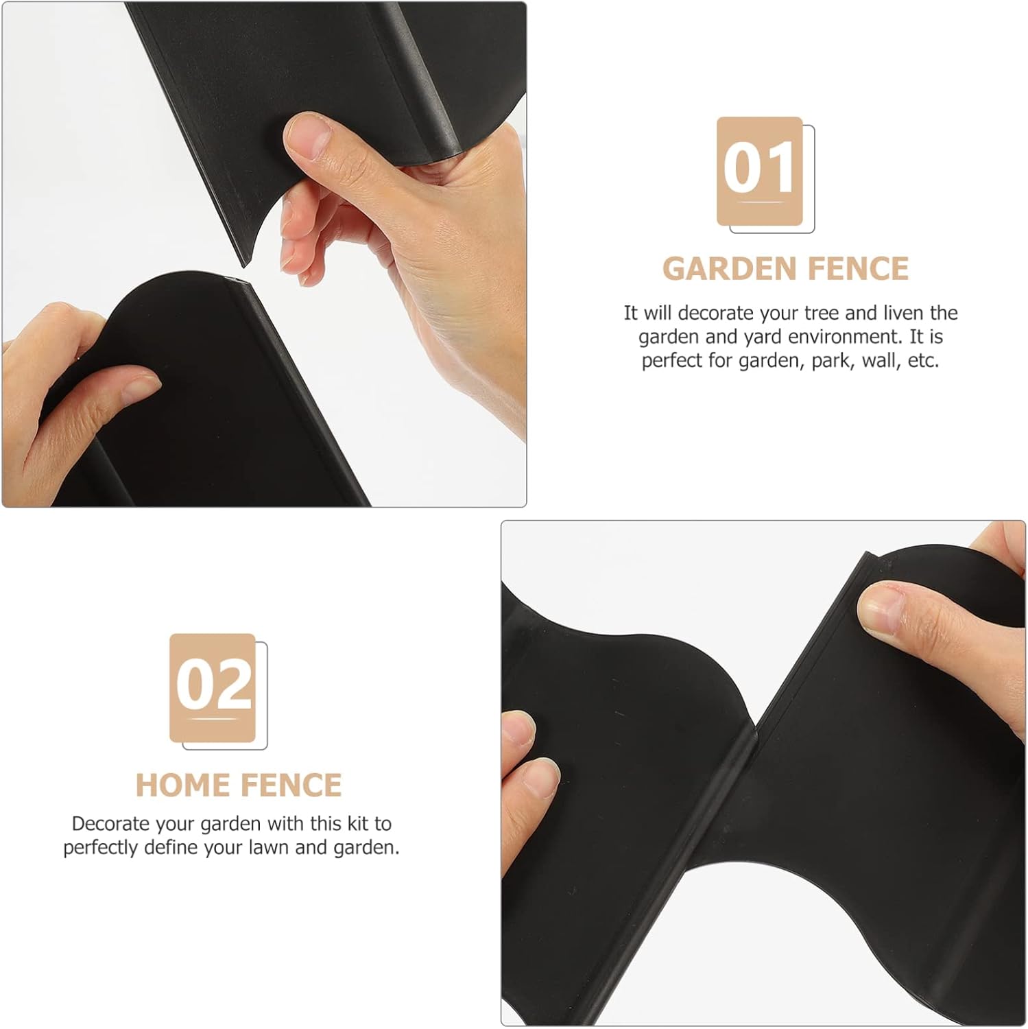 Yardwe 40sheets Garden Fence Decor Outdoor Fence Miniature Edging for Scene Decoration Flexible Interlocking Garden Barrier for Courtyards Patios