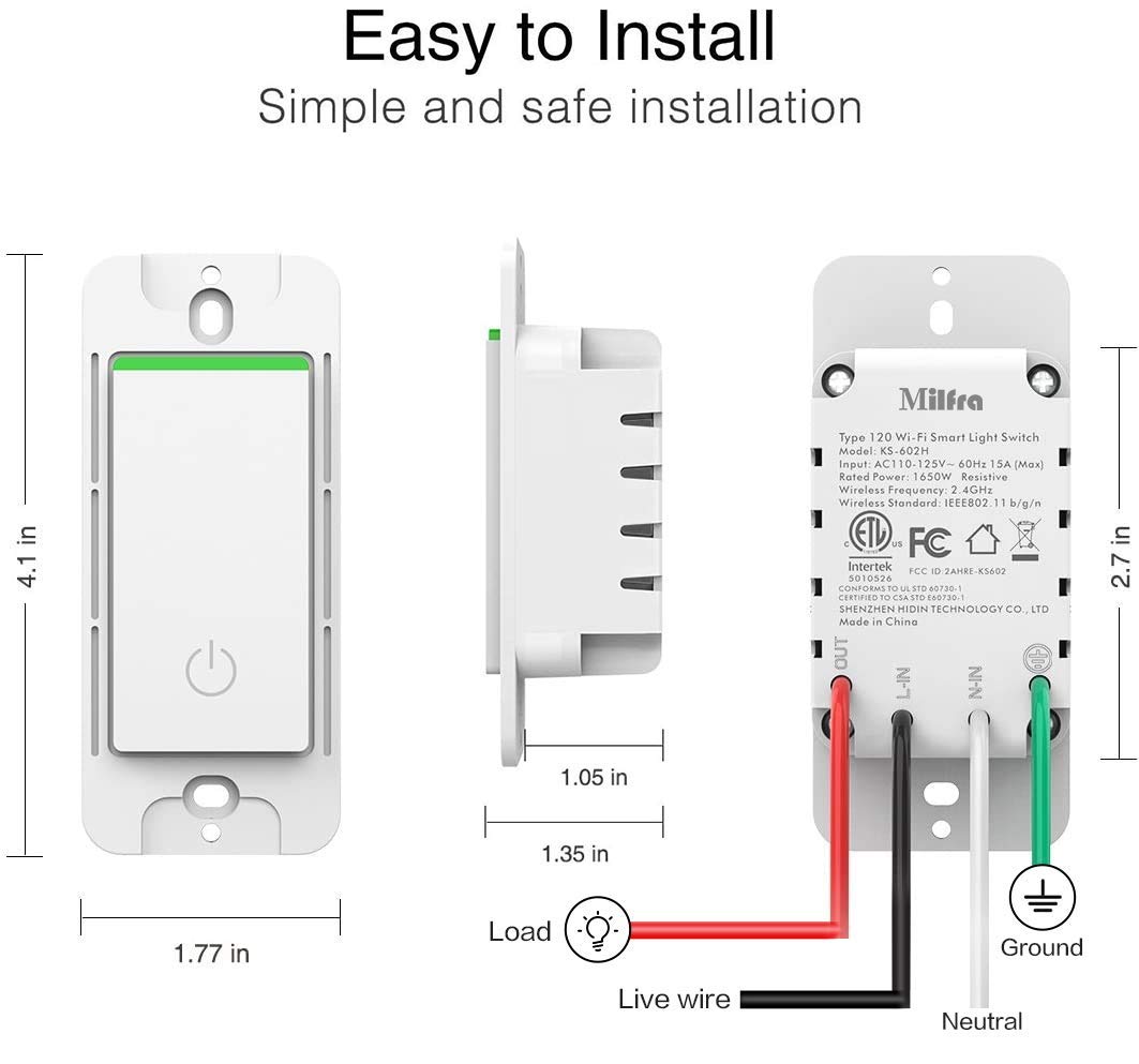 Alexa Google Home Compatible 3-Gang Smart WiFi Light Switch - Touch ...