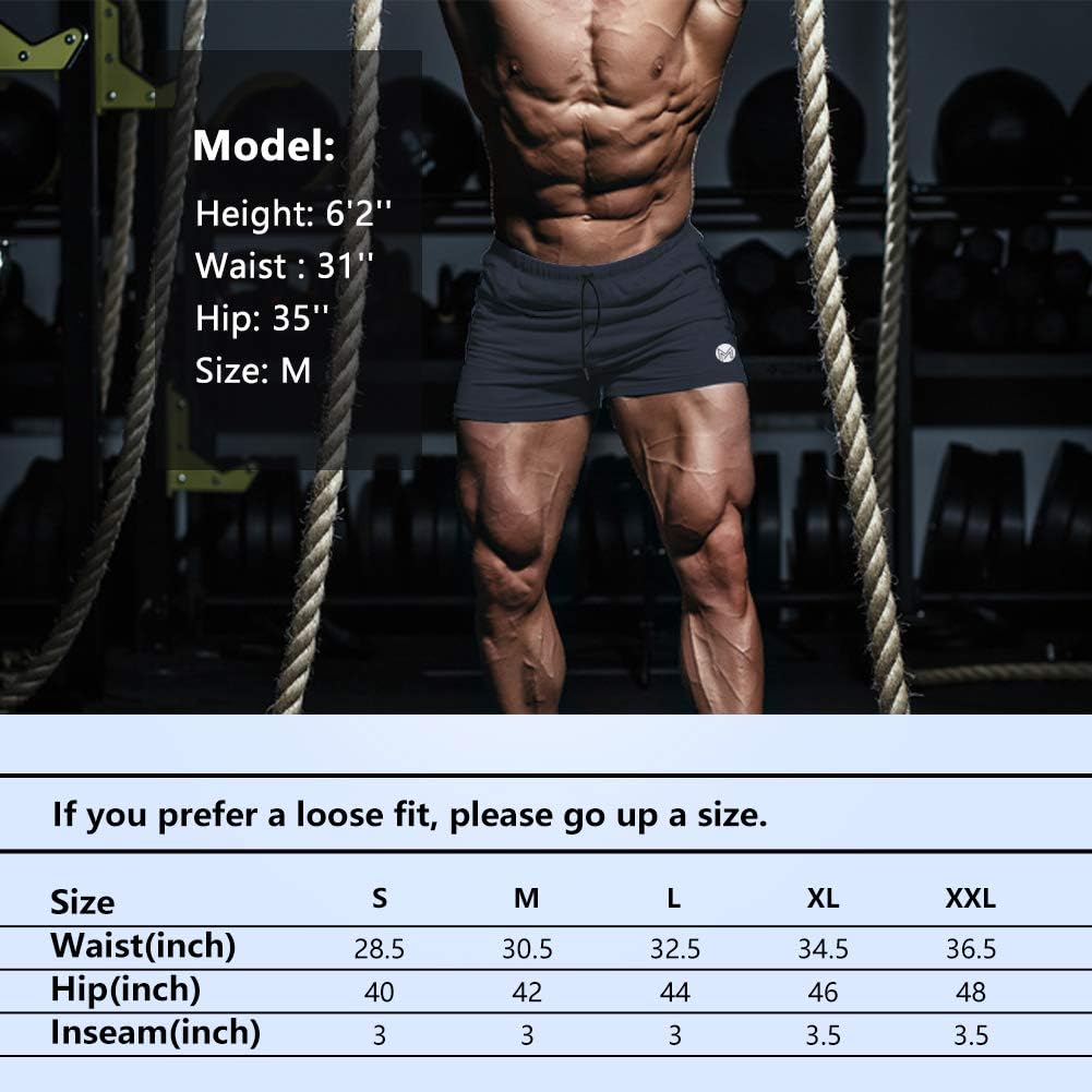 Men's Gym Workout Shorts, 3" Bodybuilding Running Shorts, 3 inch Athletic Gym Shorts with Zipper Pockets - Image 6